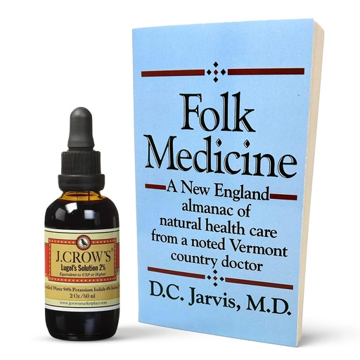 [BRSROGIQCMHQI2TX] J.CROW'S® Lugol's 2% Iodine Solution & 'Folk Medicine' Book Bundle: Essential Iodine Formulation Since 1829 Paired with a New England Almanac of Natural Health Care Knowledge