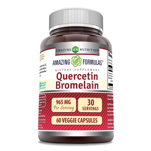 [BRSROGQOOIGWADTU] Amazing Nutrition Quercetin 800 Mg with Bromelain 165 Mg Veggie Capsules Supplement | Non-GMO | Gluten Free | Made in USA | Suitable for Vegetarians (60)