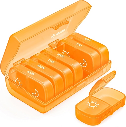 [BRSROGD4AABQG2Y4] AUVON XL Weekly Pill Organizer 2 Times a Day, AM PM Pill Case with One-Side Large Opening for Easy to Use, Pill Box 7 Day Travel Medication Organizer for Medications, Vitamins, Fish Oils, Supplements