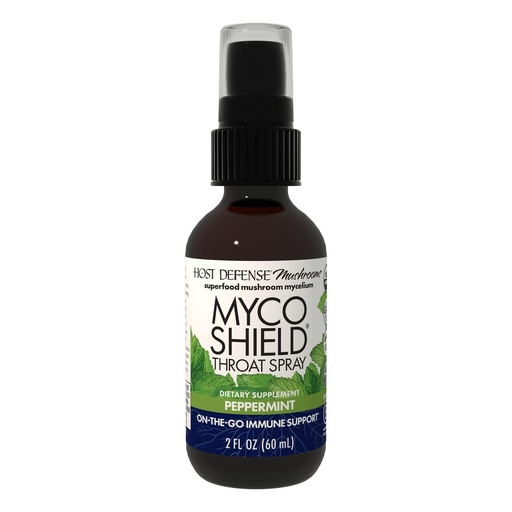 [BRSWIZD3AICROYDY] Host Defense MycoShield Throat Spray - Immune Health Support - Dietary Mushroom Supplement with Chaga, Reishi, Turkey Tail & More - On-the-Go Immune Support - Peppermint, 2 fl oz (142 Servings)