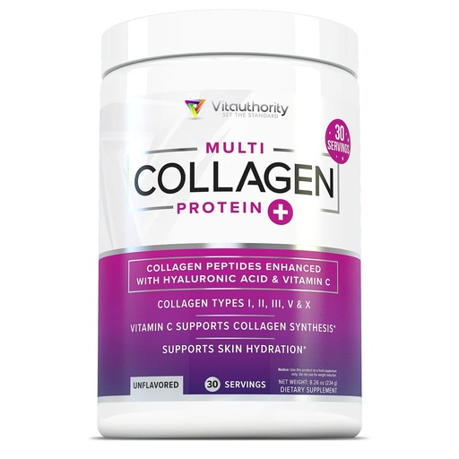 [BRSROBLYDEMGE23J] Multi Collagen Peptides Powder for Women - Hydrolyzed Unflavored Collagen Powder for Women with Types I II III V & X plus Vitamin C & Hyaluronic Acid for Beautiful Hair Skin and Nails - 30 Servings