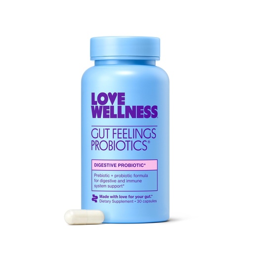 [BRSW22QKDEIGODQY] Love Wellness Gut Feelings Probiotic | Gut Health for Women, Digestion Relief & Immune Support Supplement | Womens Probiotic for Gas Relief | 3 Billion CFU | Safe Prebiotic and Postbiotic | 30 Count