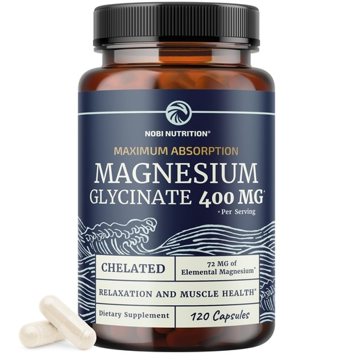 [BRSROEI7CQPGY3DA] Magnesium Glycinate 400mg | High Absorption Formula for Sleep, Calm, Muscle Relaxation, Heart, Bone & Nerve Support for Women & Men | Chelated Magnesium Glycinate Supplement | 120 Ct (2 Month Supply)