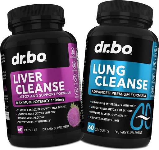 [BRSROZD6OENQ233L] DR. BO Liver Cleanse & Lung Support Pills - Herbal Cleanser Formulak Liver eta Lung Health laguntzeko