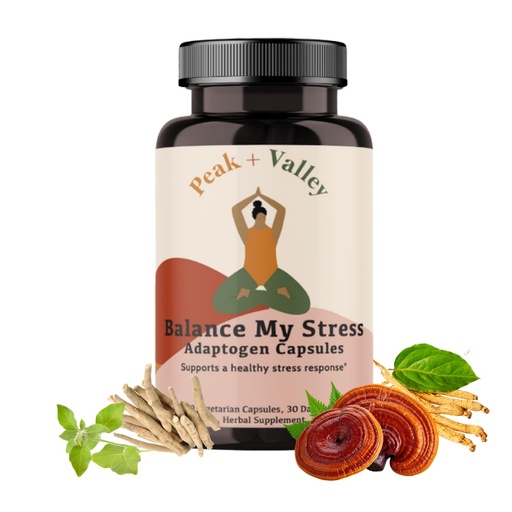 [BRSRMBIBOF5QGFDF] Peak + Valley Stress Relief Supplement for Mood Support Balance My Stress Capsules - Contains Adaptogens, Ashwagandha, Eleuthero Root, Reishi Mushroom Supplement - Natural Mood Stabilizer - 60 Ct
