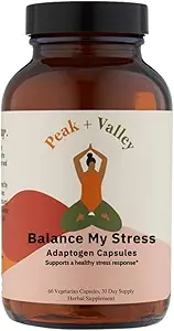 [BRSRMBIBOF5QGFDF] Peak + Valley Stress Relief Supplement for Mood Support Balance My Stress Capsules - Contains Adaptogens, Ashwagandha, Eleuthero Root, Reishi Mushroom Supplement - Natural Mood Stabilizer - 60 Ct