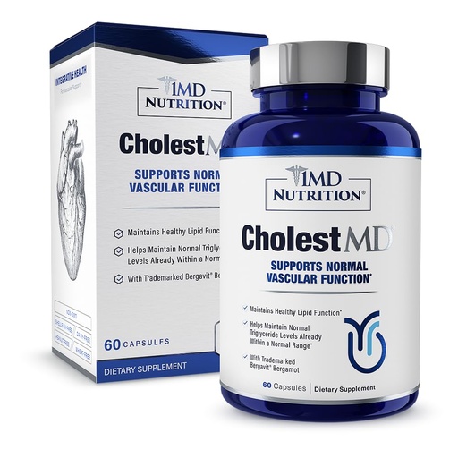 [BRSRAFTRBF7AEADF] 1MD Nutrition CholestMD with Olive Leaf Extract, Bergavit, Niacin, Garlic | 60 Capsules