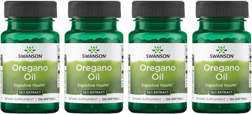 [BRSWGFIRDF5A2YLJ] Swanson Oregano Oil 10:1 Extract - Natural Supplement Promoting Digestive Health & Respiratory Support - Supports Gastrointestinal System & Urinary Tract Health - (120 Softgels, 150mg Each) (4 Pack)