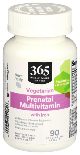 [BRSWGZQRDMNAOGQU] 365 by Whole Foods Market, Prenatal Multivitamin with Iron, Vegetarian, 90 Count