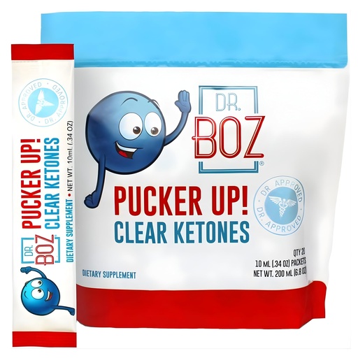 [BRSWGGT6CEPGEFL2] Dr. Boz - Pucker UP! Clear Ketones, 20 Packets - Pure Liquid BHB - Fast Acting Exogenous Ketones - Increase Energy & Clarity - Max Strength - Quality Tested - Made in USA - Keto Diet - 0.34oz (10ml)