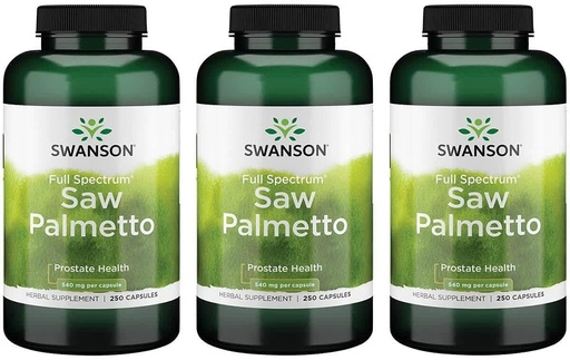 [BRSWGZIDOIMG2DTP] Swanson Saw Palmetto - Kräuter-Ergänzung Förderung männlicher Prostata-Gesundheitsunterstützung - Natürliche Haar-Ergänzung und urinärmedizinische Unterstützung (540 mg 250 Kapseln) (3 Packung)