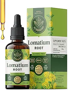 [BRSWYEA6CR6AMYLO] HERBAMAMA Lomatium Root Tincture - Vegan Lomatium Dissectum Extract for Lung Detox & Cleanse - Non-GMO, Alcohol & Sugar-Free Respiratory Lung Support Supplement, 28-Day Supply