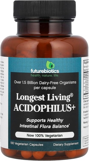 [BRSWIYTYOUIRC2YZ] Futurebiotics Longest Living Acidophilus Plus Capsules, 100-Count