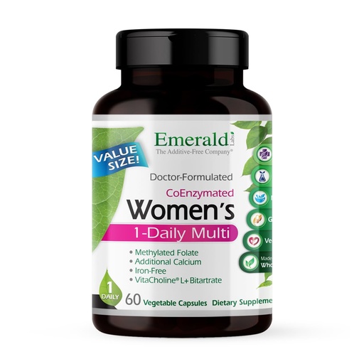 [BRSWKZT3CYCAYE3C] EMERALD LABS Women's 1-Daily Multi - Multivitamin for Women - Includes Calcium, Zinc, Vitamin B & More - Bone & Immune Support Supplement* - Gluten-Free - 60 Vegetable Capsules