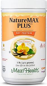 [BRSWIYAKCUOQ2ET2] Maxi-Health NatureMAX PlusTM Energy Support Meal Replacement Drink Soy Protein Powder - Sugar Free Diet Supplement - 1 Lb - Natural Vanilla Flavor - Kosher Vitamin