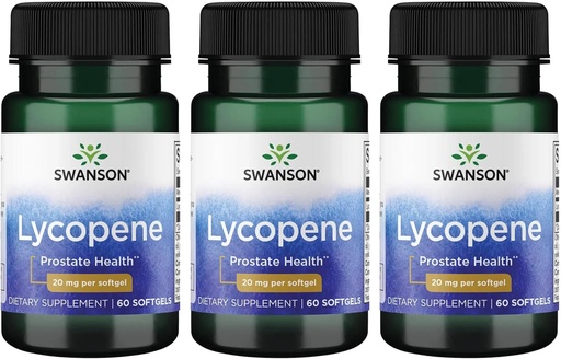 [BRSWGZIBDMCWKFLU] Swanson Lycopene - Natürliche Ergänzung Förderung Prostata Gesundheit, Herz Gesundheit, & unterstützt Blutdruck innerhalb der normalen Reichweite - Mens Health Supplement - (60 Softgels) 3 Pack