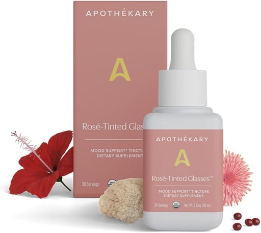 [BRSROFAHPJ6Q4CIY] Apothékary Rosé-Tinted kính  vội vàng-quid Rượu mạnh-Reé-Inspreed Herbal, Liquid Drops, Vegan, Sugar- Free & Gluten-Gluten, thích nghi hỗ trợ 30 dịch vụ - 1.23oz