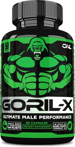 [BRSWGZQTCUIQ4CY2] GORIL-X Testosteron Booster za moške - Vadbeni testosteron dopolnilo - povečanje velikosti, moč in energijo - 1000mg moški povečanje Horny Kozel plevel - Maca Root, Tongkat Ali & Tribulus Terrestris 60 Caps