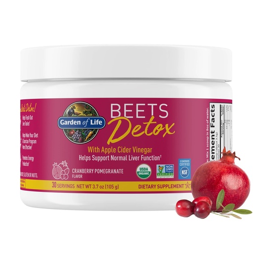 [BRSW2GIKBYGRUHYU] Garden of Life Organic Beet Root Powder with Antioxidants, Vitamin C, Probiotics & Apple Cider Vinegar for Digestive & Liver Health – BEETS Detox – Vegan, Non GMO, Cranberry Pomegranate, 30 Servings
