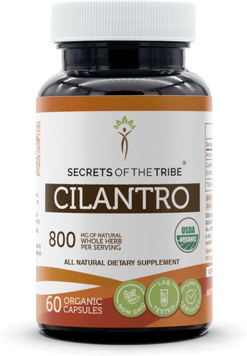 [BRSROA32A54BACDO] Secrets of the Tribe Cilantro USDA Organic Capsules | Certified Organic Vegetarian Capsules, Herbal Dietary Supplement | Coriandrum Sativum Dried Leaf (60 Count)