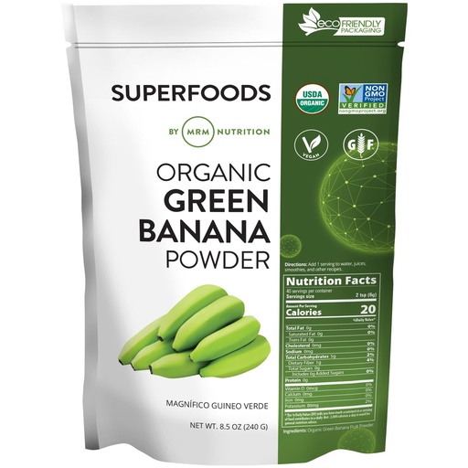 [BRSWGH36DNYBSFD6] MRM Organic Green Banana Powder Superfood - Prebiotic-Fiber, Digestive Resistant Starch, Flour Alternative for Baking, Cooking and Shakes, Gluten‑Free, Vegan, Non-GMO verified-40 Servings
