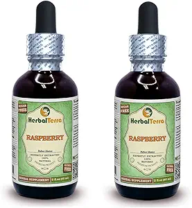 [BRSWGHYRPINR4CL4] Raspberry (Rubus Idaeus) Glycerite, Organic Dried Leaves Alcohol-Free Liquid Extract (Brand Name: HerbalTerra, Proudly Made in USA) 2x2 fl.oz (2x60 ml)