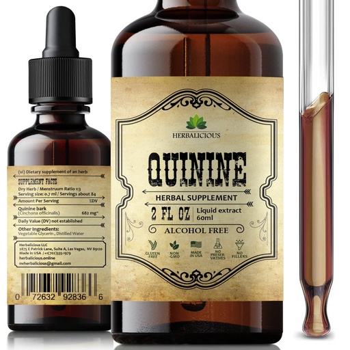 [BRSW22QLOABR433F] Quinine Liquid Extract 2oz – Restless Legs Syndrome Relief & Leg Cramps PM Nighttime Cramp Relief – All-Natural Cinchona Officinalis Bark Tincture for Cramp Defense, Digestive Health & Immune Support