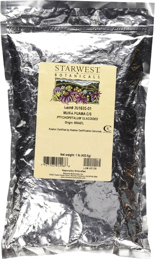 [BRSWIYANDJ4BE3QV] Muira Puama Cut & Sifted - Ptychopetalum olacoides, 1 lb,