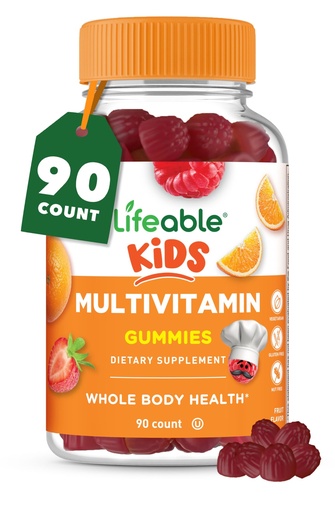 [BRSWYEL6OYFRYFI3] Lifeable Kids Multivitamin Gummies | Great Tasting Multivitamin for Kids | with Vitamins A, C, D, E, B6, B12, Zinc, Biotin, Folic Acid, Iodine, Niacin | for Overall Body Health | 90 Gummies