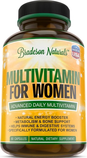 [BRSWKHQGBUAGYCTA] Women's Multivitamin Supplement. Vitamins A C D E & Vitamin B Complex. Immune & Female Support + Antioxidant & Natural Energizers. Non-GMO, Gluten Free, Made in the USA,60 Caps