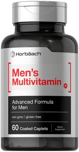 [BRSRMCQ5C4ARUEI4] Horbäach Mens Multivitamin | 60 Caplets | Advanced Formula | with Vitamin C, D, Magnesium, Minerals & More | Non-GMO & Gluten Free Supplement