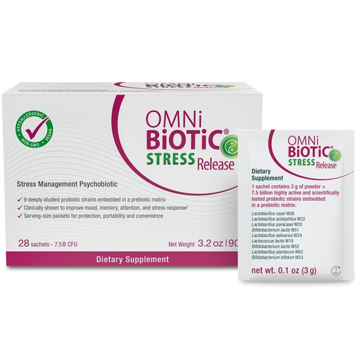 [BRSWYAT4O57GG235] OMNi BiOTiC Stress Release - Clinically Tested Probiotic for Stress Management & Gut-Brain Axis Support - Stress Probiotic and Mood Probiotic - Vegan, Non-GMO (28 Daily Packets)