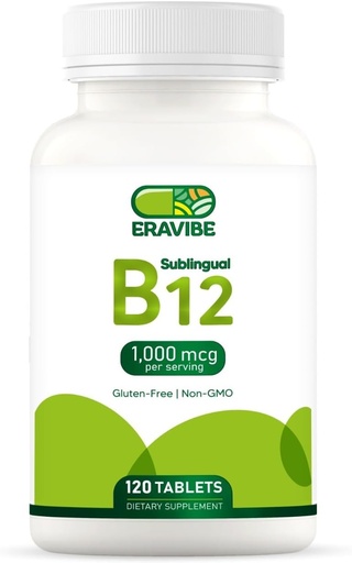 [BRSRAFI3CV4AI3TK] Vitamina B12 1000 mcg, 120 Tabletas, Sabor de cereza natural, libre de gluten, no Gluten, libre de azúcar, disuelve rápido