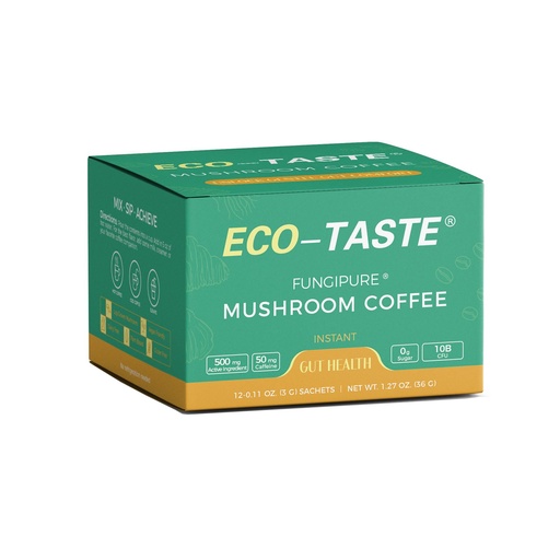 [BRSROHY5BEIWE335] ECO-TASTE Mushroom Coffee Mix for Gut-Health, 12 Sachets | FungiPure® Mushrooms, Yacon, 10 Billion CFU Probiotics, Lion's Mane and Turkey Tail, NO Jitters, 0g Sugar