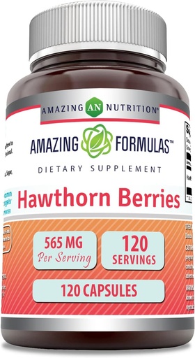 [BRSWKYL5PMOBWEA7] Formules étonnantes Hawthorn Berries Supplément de 565 Mg par service de 120 capsules non-OGM