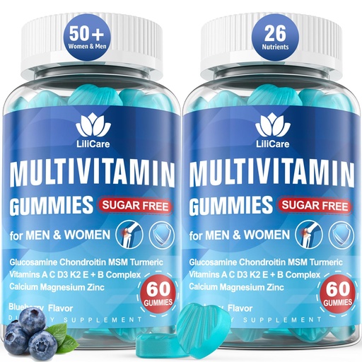 [BRSRAZ3QBYAWMHTF] Methylated Multivitamin for Men/Women Gummies, Mens/Womens Multivitamin 50 Plus, with Glucosamine Chondroitin MSM Echinacea Sugar Free Chewable Multi Vitamins B D3 K2 A C E for Adults Seniors, 120 Cts