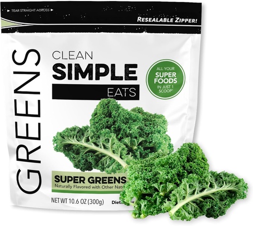 [BRSROAIYBEMR4D3A] Limpo simples come Super Greens Pó, naturalmente sabor verde pó com chlorela, espirulina, Superalimentos e fibra prebiótica, Sem ingredientes artificiais, Glúten livre, Classic Greens sabor, 30 Srvgs