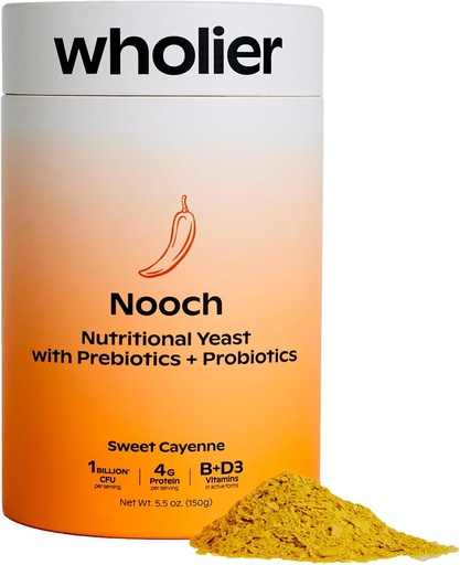 [BRSRMHT3AEHW2FI3] wholier Nutritional Yeast Flakes with Prebiotics & Probiotics for Gut Health. Methylcobalamin Vitamin B12 & Vitamin D3. Vegan Cheesy Seasoning. (5.3 oz.) (BBQ Flavor)
