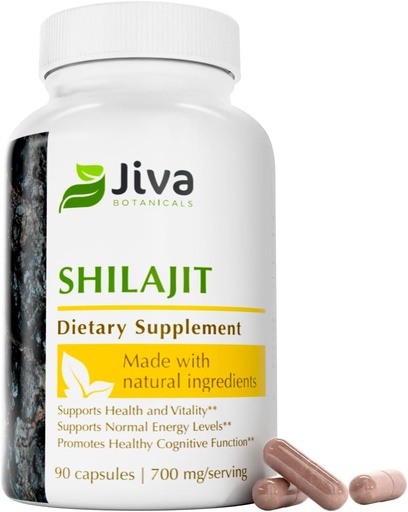 [BRSWYFA3AAGWCET3] Jiva Botanicals Shilajit Capsules 700 mg – Shilajit Extract with Fulvic Acid – Shilajit Supplement for Men ' Women – 90 Vegan Capsules for Daily Wellness - 90 Count (Pack of 1)