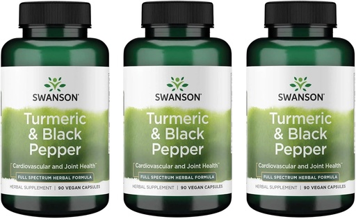 [BRSRMEIFOAPBGF3D] Swanson Premium- Turmeric & Black Pepper - Antioxidant, Digestion & Joint Support - 90 Veg Caps (3 Pack)