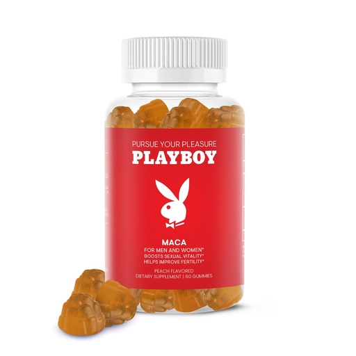 [BRSRA2Y6AEMGEG3U] Playboy - Maca Root Gummies for Women and Men (60 Count - Peach Flavored) - Boost Sexual Vitality, Libido, Fertility - Supplement - 100% Natural, Vegan Non GMO - 4:1 Extract Maca Peruana