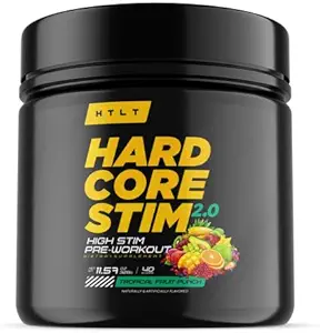 [BRSRMC32A4BBMG3P] HTLT Hardcore Stim Pre-Workout Powder 11.57 Oz, 250mg Caffeine | 350mg Eria Jarensis Extract | 600mg DMAE (Grape)