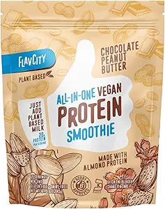 [BRSROBLYAV7WGDTA] FlavCity Vegan Protein Powder - Chocolate Peanut Butter - 20g Almond, Plant Based Protein Powder - Dairy-Free Shake - With Organic Fruit, Reishi & Cordecyps Mushrooms - No Blender Needed (15 Servings)