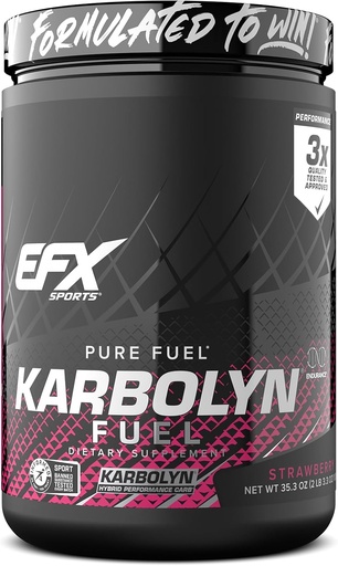 [BRSWI2YCOUPBMADE] EFX Sports Karbolyn Fuel | Fast-Absorbing Carbohydrate Powder | Carb Load, Sustained Energy, Quick Recovery | Stimulant Free | 18 Servings (Strawberry)
