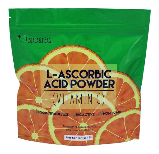 [BRSWIYIMAZ6BSA3O] L-Ascorbic Acid Powder 99+% Food Grade USP36/BP2012 Naturally Fermented Pure White Crystals Form of Vitamin C, 1 lb.