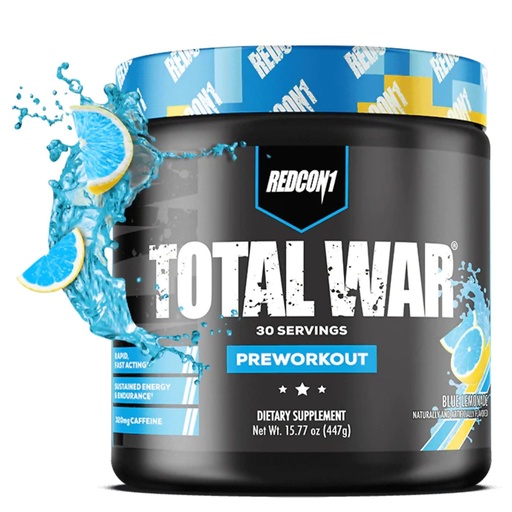 [BRSWYAQ6OANRSALZ] REDCON1 Total War Pre Workout - Beta Alanine + Citrulline Malate Keto Friendly Preworkout for Men & Women with 320mg of Caffeine - Fast Acting -Blue Lemonade (30 Servings)