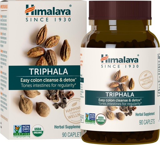 [BRSWKZ36A54BEDIZ] Himalaya USDA Organic Triphala Capsules, 688mg,Triphala Tablets,Digestive Health Supplement for Colon Cleanse & Occasional Bloating and Constipation Relief - Vegan, Non-GMO, Gluten Free, 90 Caplets