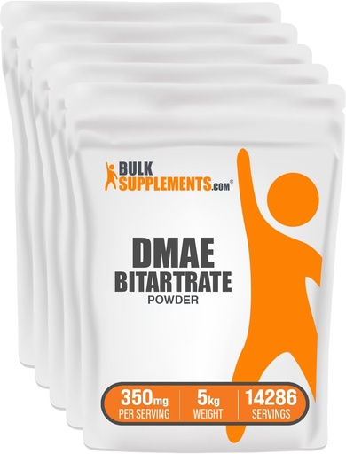 [BRSWIAQEA54WEE3M] BulkSupplements.com DMAE Bitartrate Powder - Dimethylaminoethanol Bitartrate, DMAE Supplement - Unflavored & Gluten Free, 350mg per Serving, 1kg (2.2 lbs) (Pack of 5)