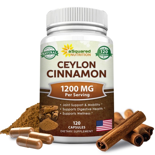 [BRSWKFD5OIFGGADK] Natural Ceylon Cinnamon 1200mg Per Serving - 120 Capsules, True Cinnamon from Sri Lanka, Extract Supplement Pills Promotes Heart Health