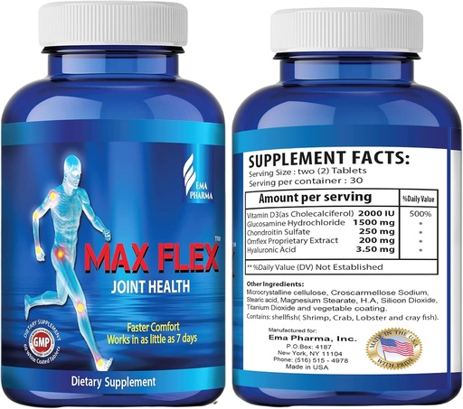 [BRSRM2T3OQFWEHQ3] MAX FLEX UC II, Collagen Supplement for Joint Health – Advanced Joint Support Supplement with Glucosamine, Chondroitin, Joint Inflammatory Relief as Turmeric – Gluten Free – 60 Tablets, 2 Tablets/Day